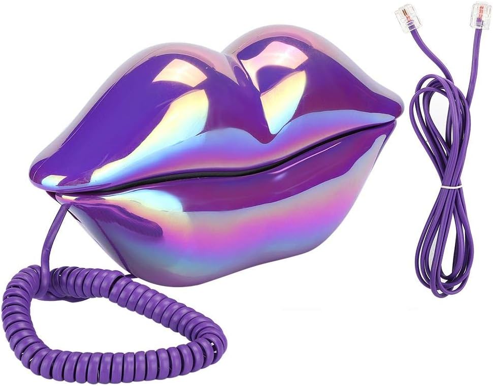 Dpofirs Creative Purple Lips Festnetztelefon, Universal Wired Festnetztelefon, Clear Sound Telefon E