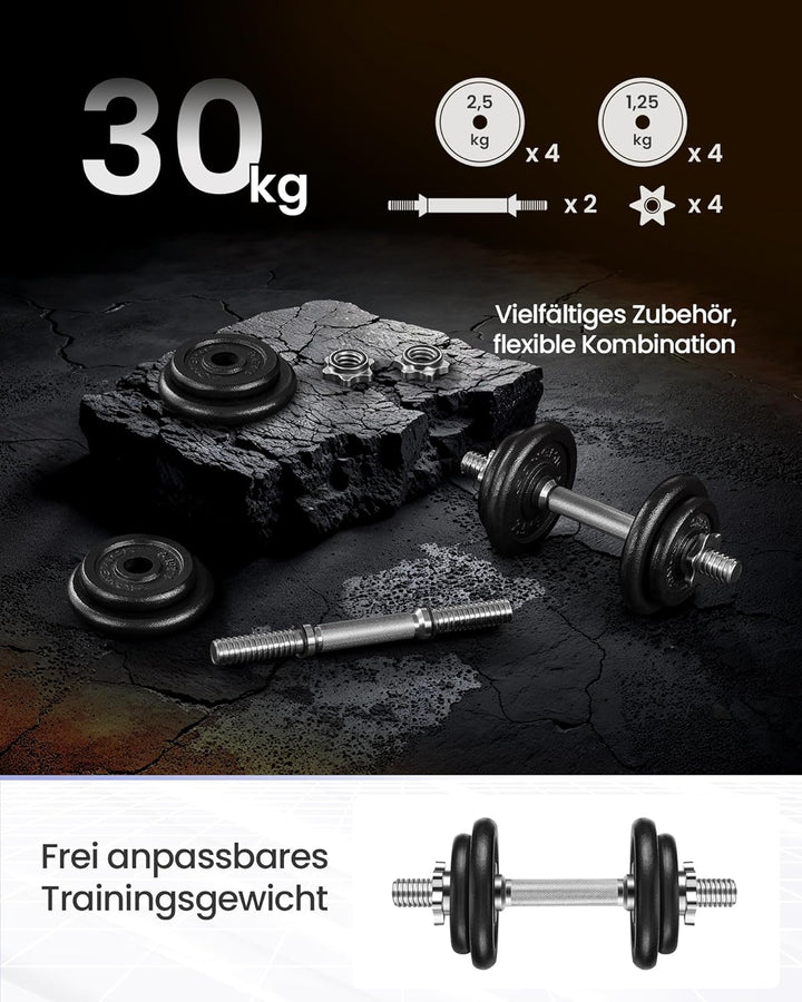 SONGMICS Hanteln, Hantelset aus Gusseisen, verstellbar, für Männer und Frauen, Workout, Fitnesstrain