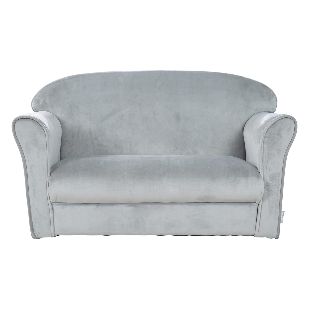 roba Kindersofa Lil Sofa mit Armlehnen für Mädchen und Jungen - Bequeme Kindercouch - Samtstoff grau