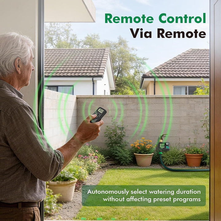 RESTMO 2 Zonen Bewässerungscomputer mit integriertem RF-Chip und Fernbedienung, automatisch/manuell/