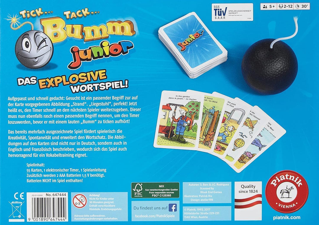 Piatnik 6474 Tick Tack Bumm Junior, Mehrfarbig, Junior