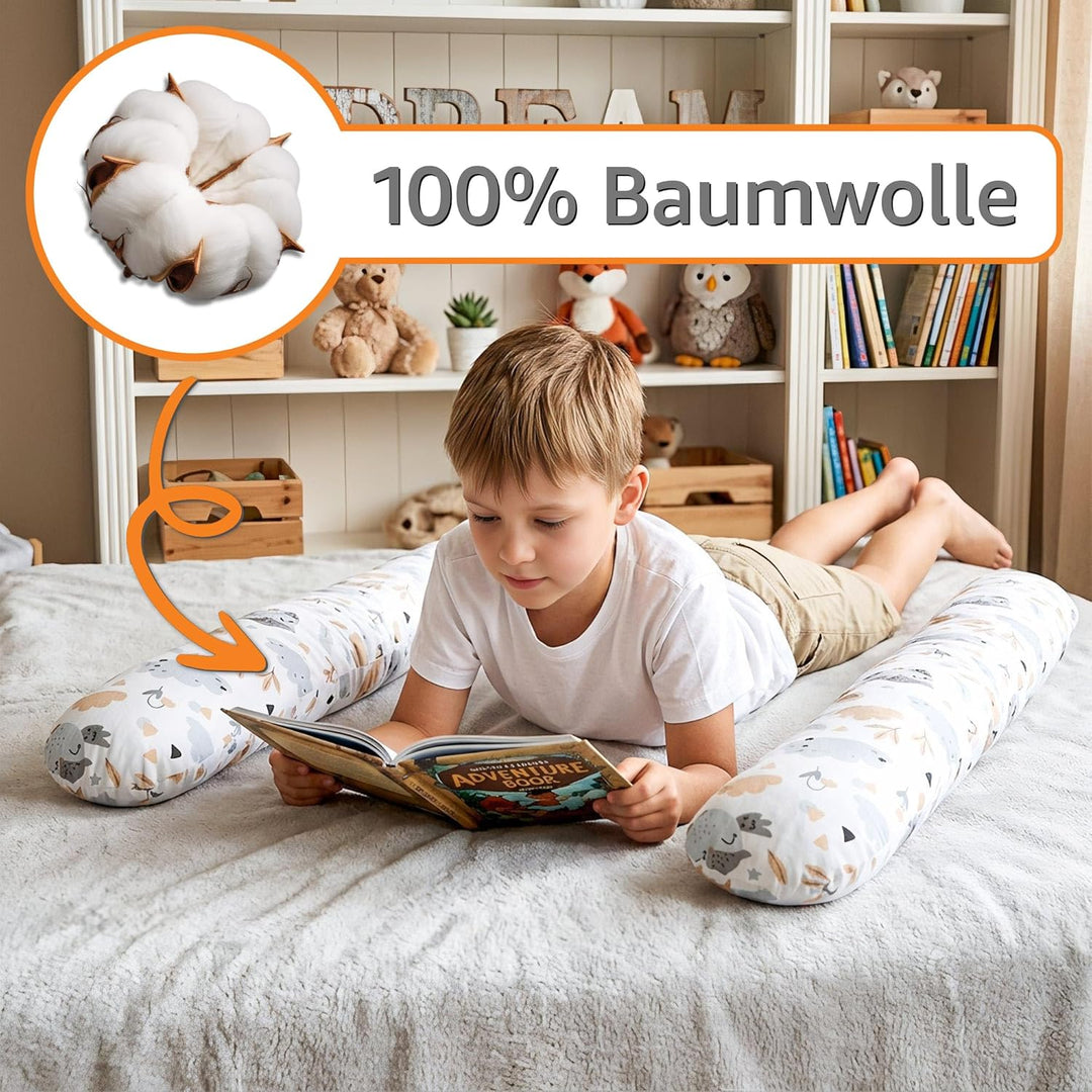 Totsy Baby Seitenschläferkissen Bettschlange Body Pillow 150 cm Baumwolle - Kopfkissen lang Bettroll