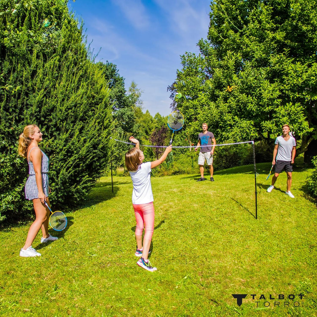 Talbot Torro Badminton-Set Family, Komplettset mit 2 Juniorschläger 53 cm, 2 Standardschläger, 3 Fed