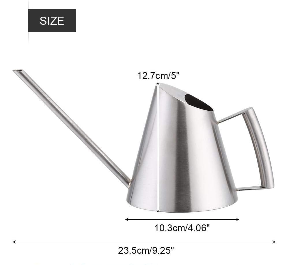 Mini-Giesskanne aus Edelstahl, modern, 400 ml, Lange Tülle, gebürstet, Silberfarben, für Zuhause und