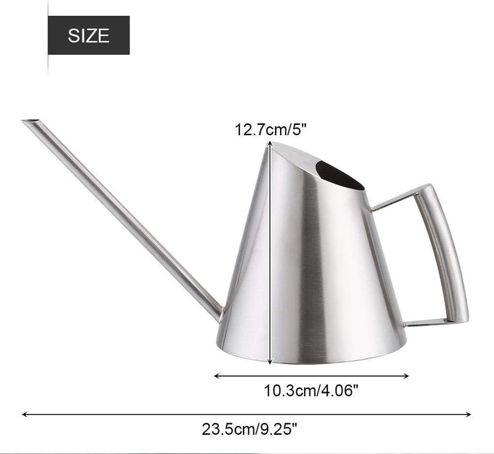 Mini-Giesskanne aus Edelstahl, modern, 400 ml, Lange Tülle, gebürstet, Silberfarben, für Zuhause und