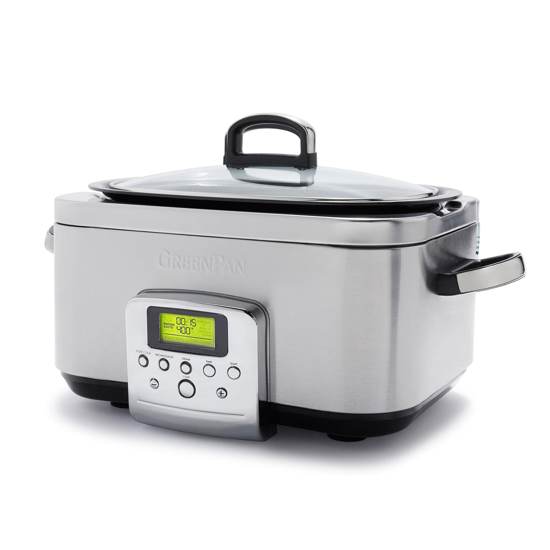 GreenPan Elite 8-in-1 Programmierbarer 6L Slow Cooker Multikocher,Spülmaschinenfester Deckel &amp; Topf,
