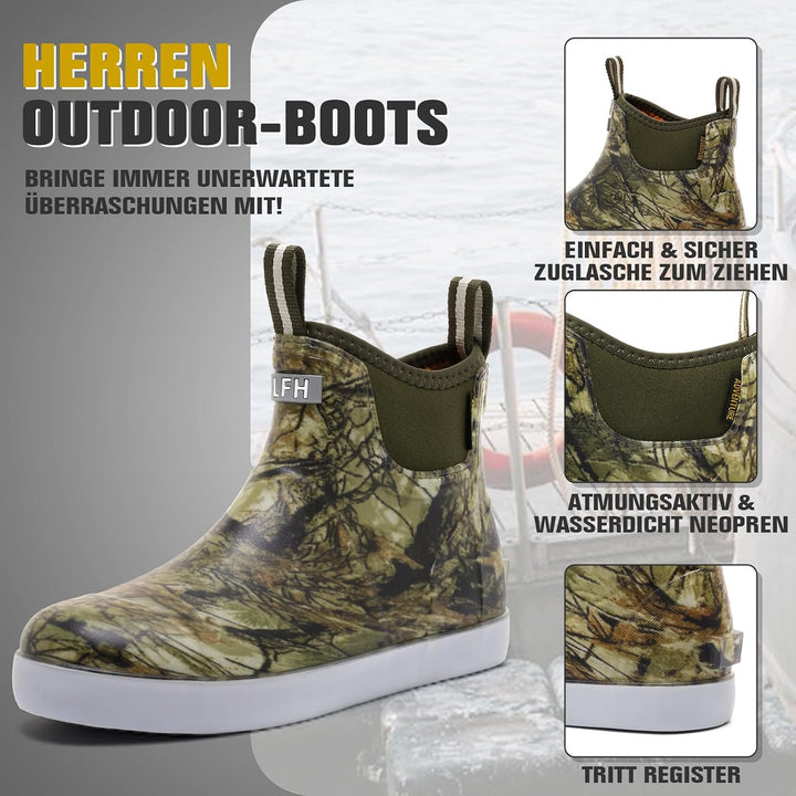Gummistiefel Kurz Herren, Wasserdicht Anti-Rutsch Gartenstiefel 38 EU Olivgrüner Druck, 38 EU Olivgr
