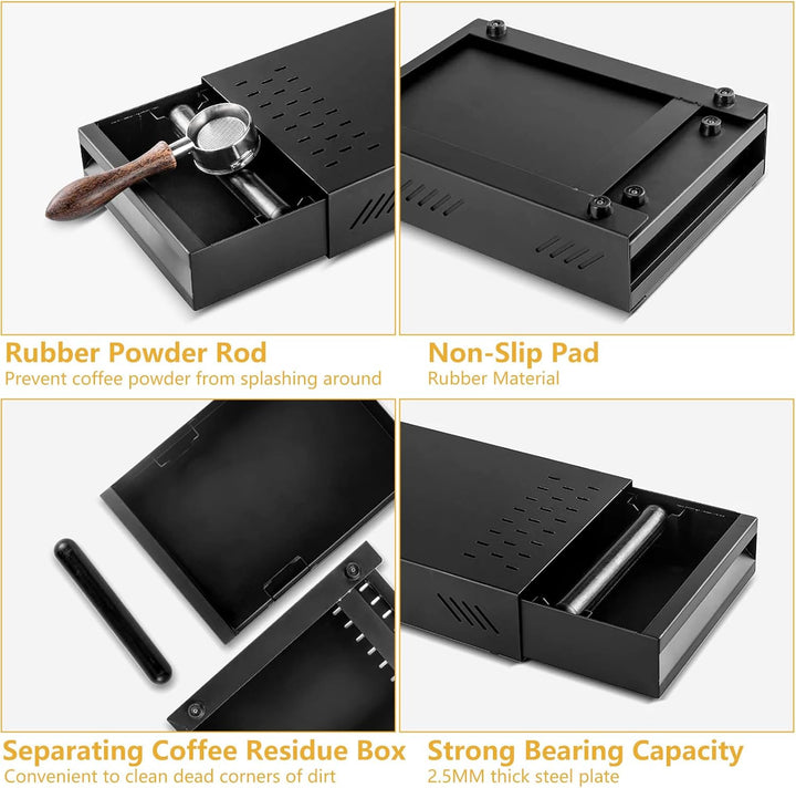 Kaffee-Klopfbox-Schublade, Kaffeesatz-Klopfbehälter mit Abnehmbarer Klopfstange Espresso-Klopfbox-Sc