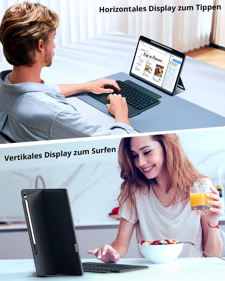 CACOE Tastatur Hülle Kompatibel mit Samsung Galaxy Tab S10 FE+/ S10 FE Plus 13.1 Zoll, Abnehmbare Ta