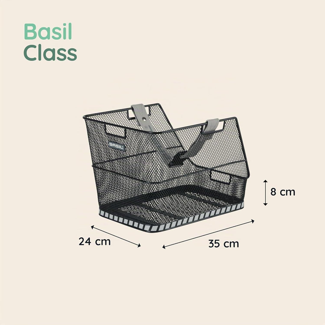 Basil Fahrradkorb Class Black, 38 x 31 x 27 cm Single, Single