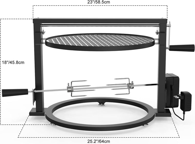 Onlyfire Mobiler Grillspiess Set für Solo Stove Bonfire 49,6 cm Feuerstelle, Drehspiess mit Motor, 2