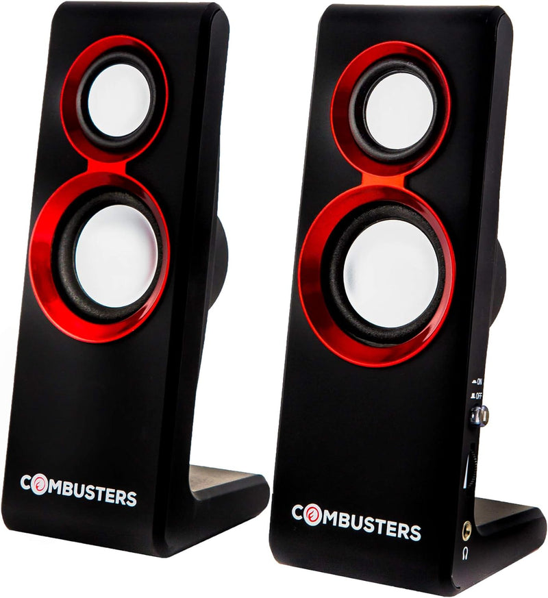 Combusters USB Design Lautsprecher Box Boxen Pc Tower Computer Laptop Notebook schwarz rot Speaker S