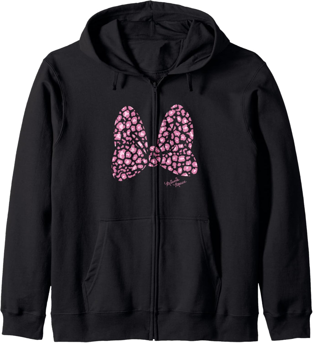 Disney Minnie Mouse Large Pink Cheetah Print Bow Kapuzenjacke