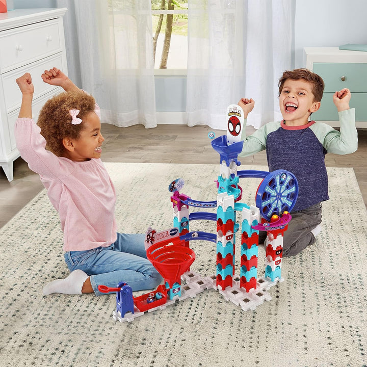 VTech Marble Rush - Spidey Super Spin Challenge SP300 E – Interaktive Murmelbahn mit spannenden Bahn