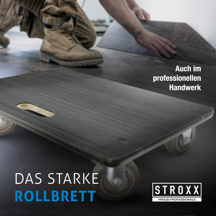 STROXX – 4X Transportroller mit 2000KG (500kg pro Roller) Traglast (600 x 400 x 145mm) – Rollbrett m