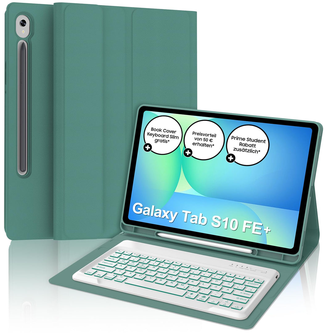 IVEOPPE Hülle mit Tastatur für Samsung Galaxy Tab S10 FE+ 13.1 Zoll, Deutsches QWERTZ-Layout, Tastat