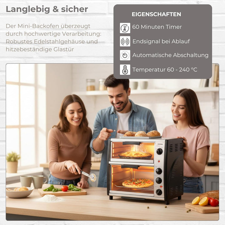 Syntrox 42 l Kleiner Mini Backofen Lollox | Miniofen | Pizzaofen | Pizzabackofen, 42 Liter, inklusiv