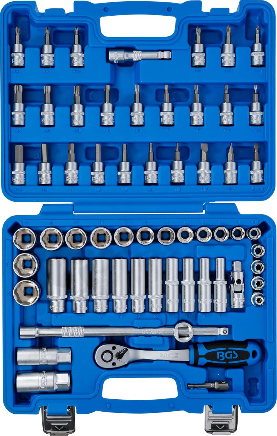 BGS 2229 | Steckschlüssel-Satz | Antrieb 10 mm (3/8") | 61-tlg. 61-tlg., Wellenprofil, 61-tlg., Well
