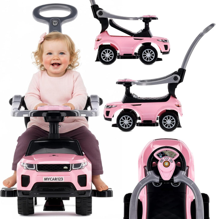 4in1 Kinderauto Rutschauto ab 2 Jahre und Schiebeauto mit Hupe und Musik, Rutschauto mit Stauraum un
