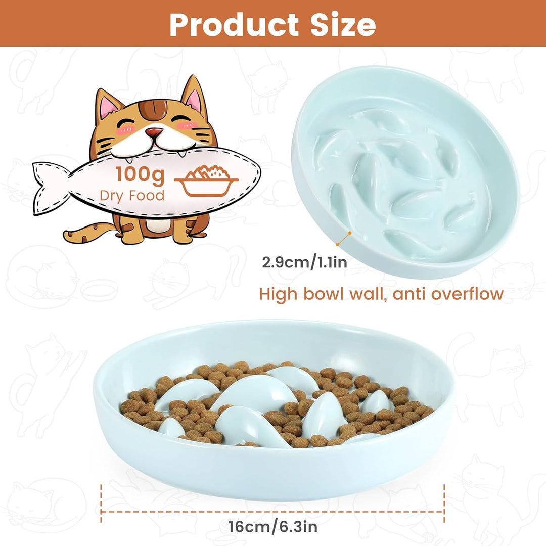 PETTOM Anti Schling Napf Katzen Keramik, Slow Feeder Katze Nassfutter, Langsam Fütterung Katzennapf,