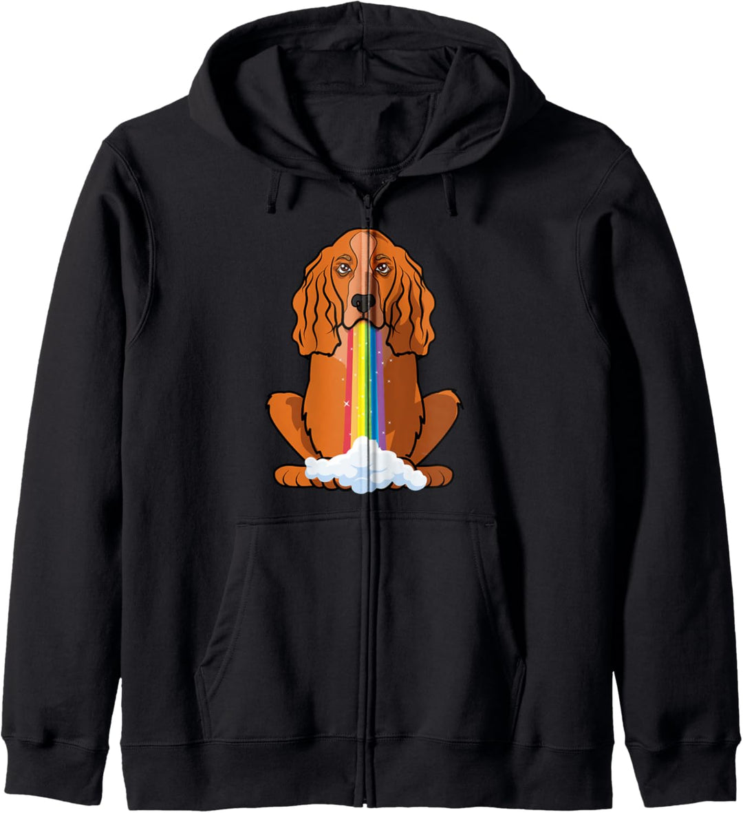 Lustige Cocker Spaniel Hund in bunten Regenbogen Mund Kapuzenjacke