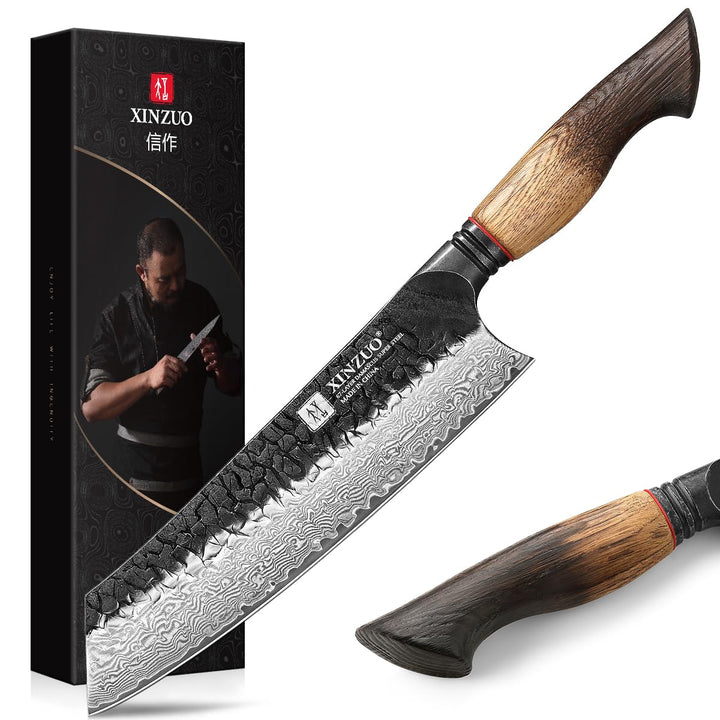 XINZUO 21,1cm Kiritsuke Kochmesser Handgeschmiedet 67 Schichten Damaststahl Chefmesser -Profi Scharf