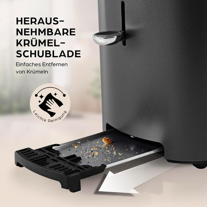 GOURMETmaxx Toaster Kurzschlitz für 2-Scheiben | Toaströster Anthrazit mit 6 Bräunungsgraden und Rea