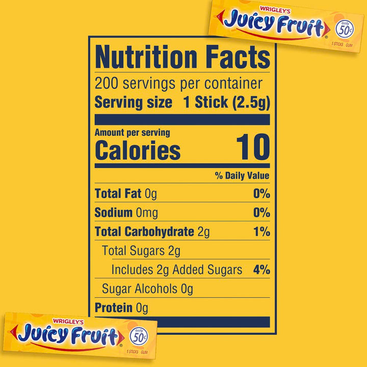 WRIGLEY'S JUICY FRUIT Kaugummi, Grosspackung, 5 Stäbchen (40 Stück)