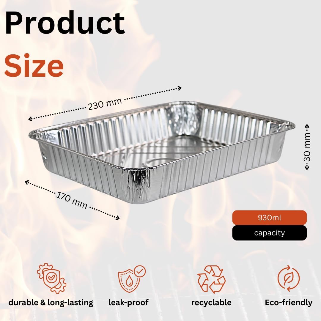 Enpack Aluschale R879-930G - 100 Stück Alu Grillschalen 226x176x30 mm - Feuerfeste Aluschalen 1000ml