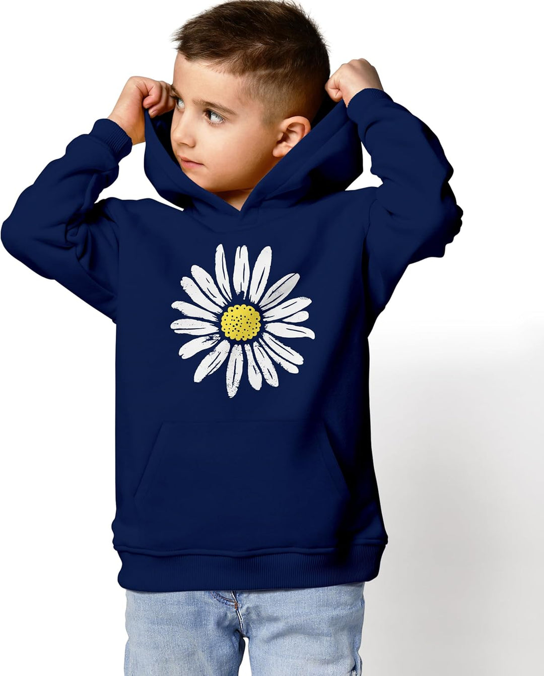 Neverless® Kinder Hoodie Mädchen Blumen Aufdruck Kapuzenpullover Sweatshirt Kapuze Navy 116, Navy 11