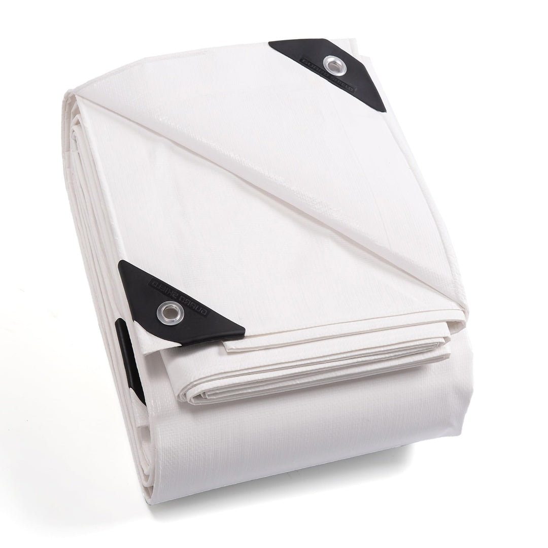 GUARD SHIELD Abdeckplane mit Ösen Wasserdicht 4m x 4m Weiss Plane Gewebeplane 160g/㎡ Schutzplane All