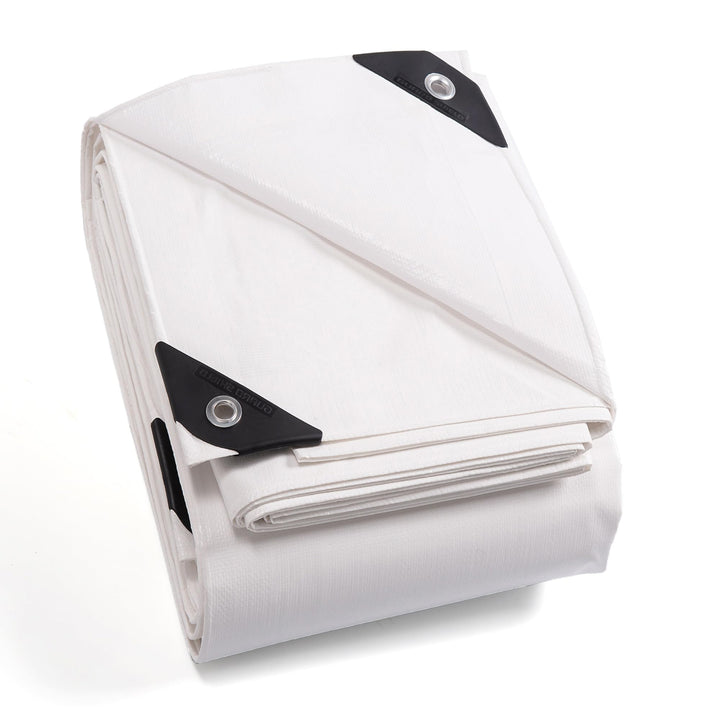 GUARD SHIELD Abdeckplane mit Ösen Wasserdicht 4m x 4m Weiss Plane Gewebeplane 160g/㎡ Schutzplane All