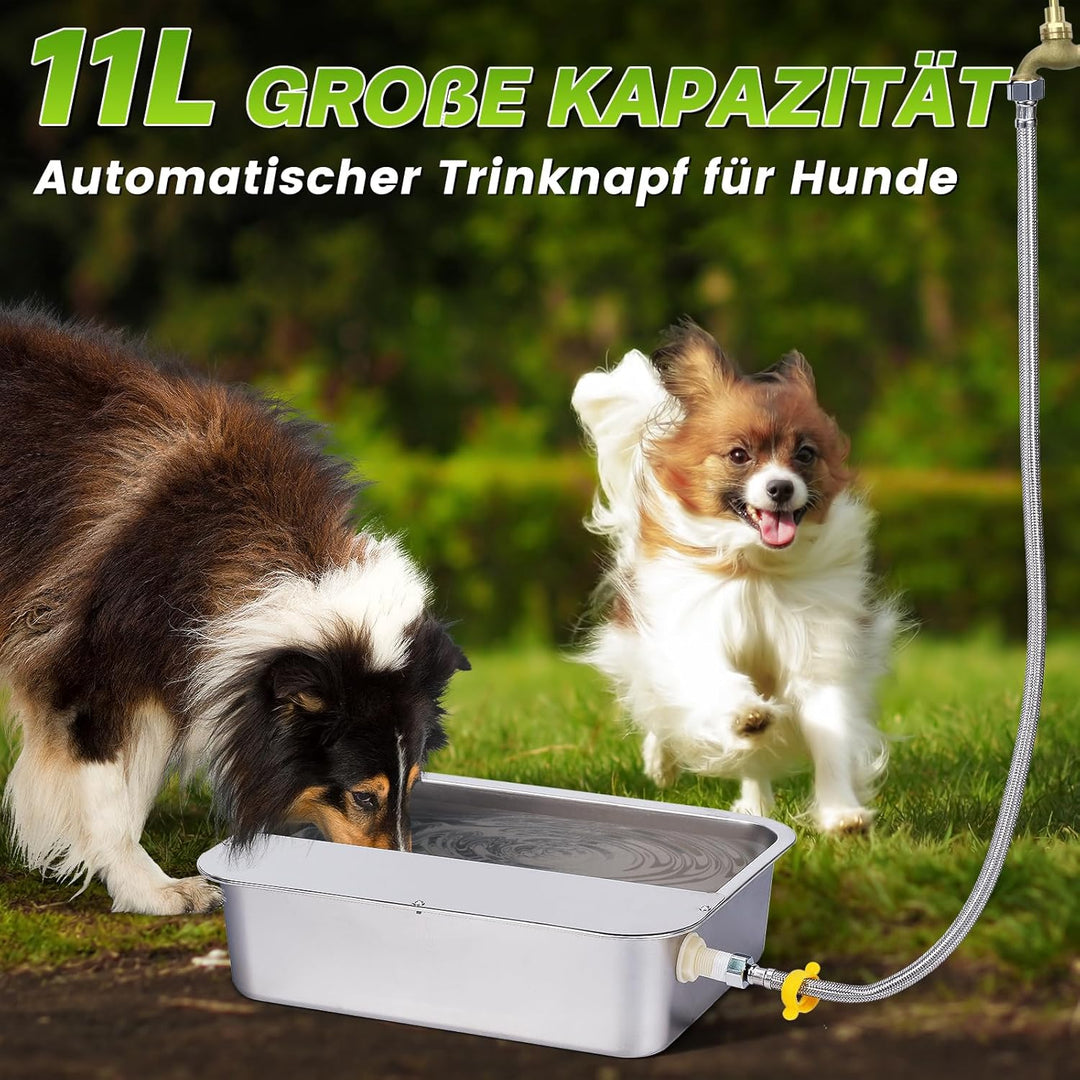 Hundebecken Automatischer Hundewasserspender,11 Liter Outdoor Dog Watere Edelstahl-Wassernapf für gr