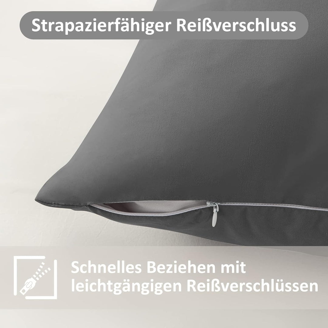 REDKEY Bettwäsche 200x220 3teilig Anthrazit - Bettbezüge 200 x 220 mit 80x80 cm Kissenbezüge, Mikrof