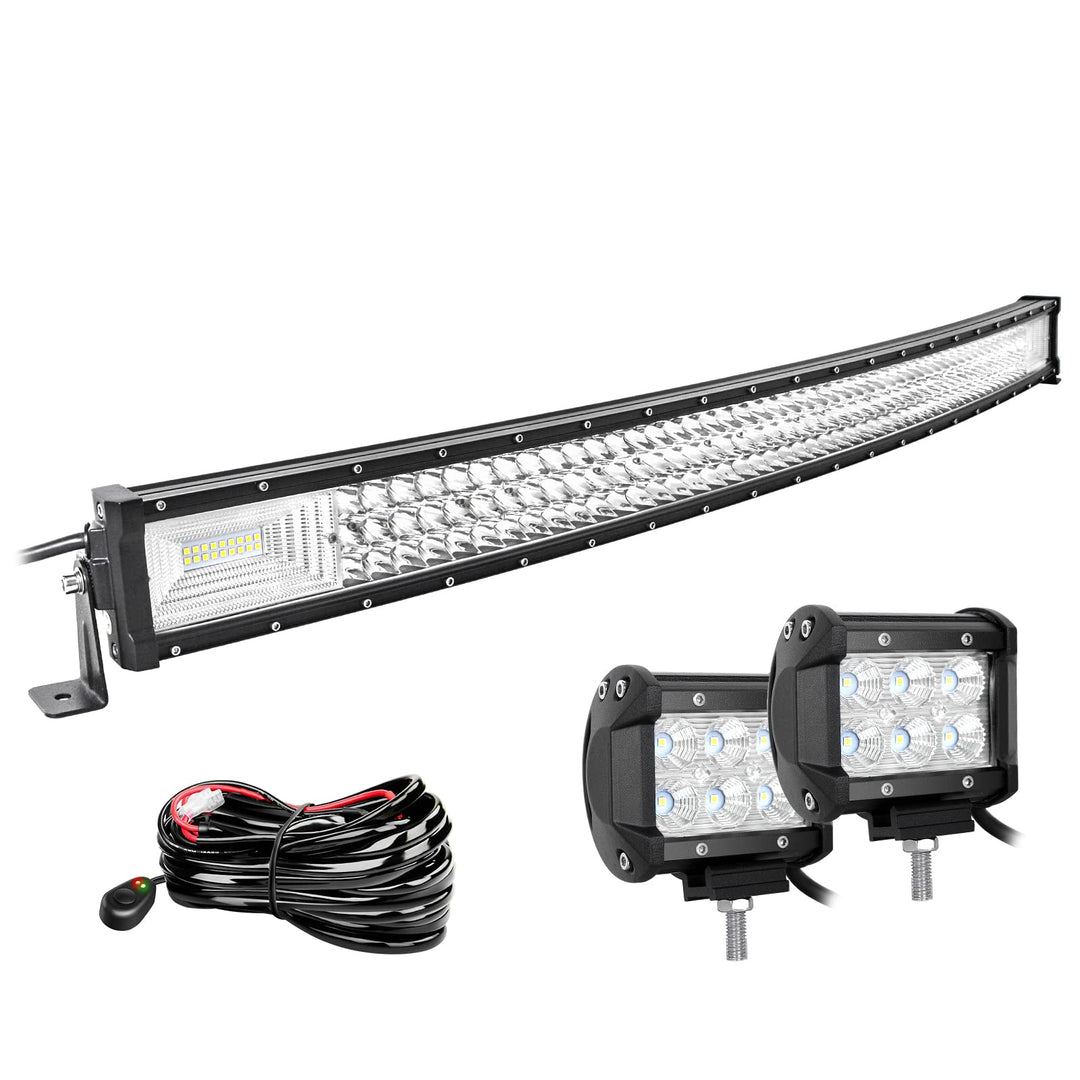 Willpower 42 Zoll 107CM 540W Led Arbeitsscheinwerfer Bar Gebogen + 2pcs 4 Zoll Led Scheinwerfer + Ka