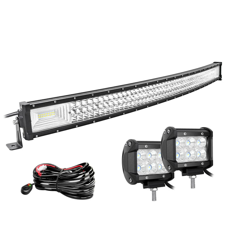 Willpower 42 Zoll 107CM 540W Led Arbeitsscheinwerfer Bar Gebogen + 2pcs 4 Zoll Led Scheinwerfer + Ka