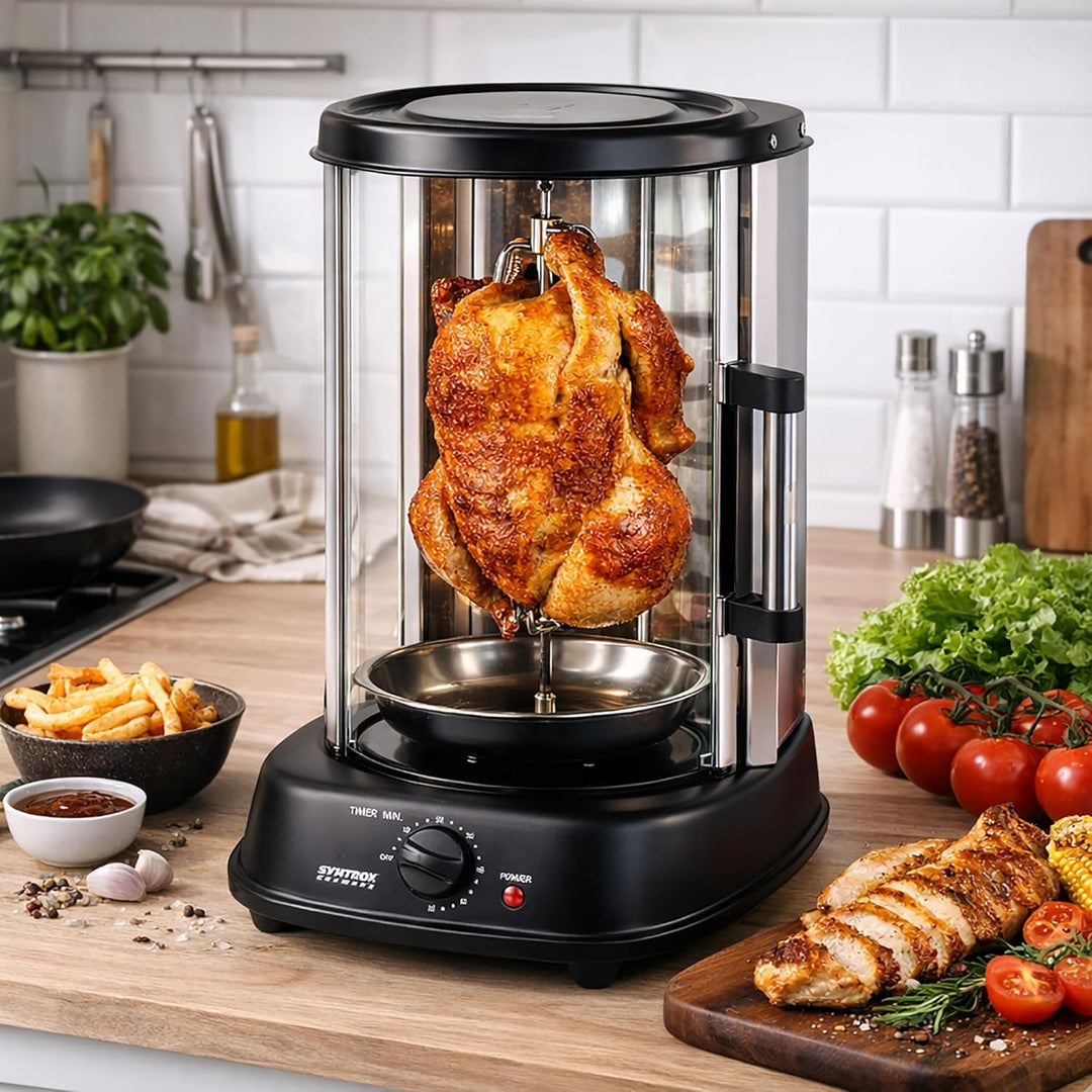 Syntrox Germany Dönergrill Hähnchengrill Gyrosgrill mit Glastür Rotissiere Gyros Kebab RO-1500W-21L
