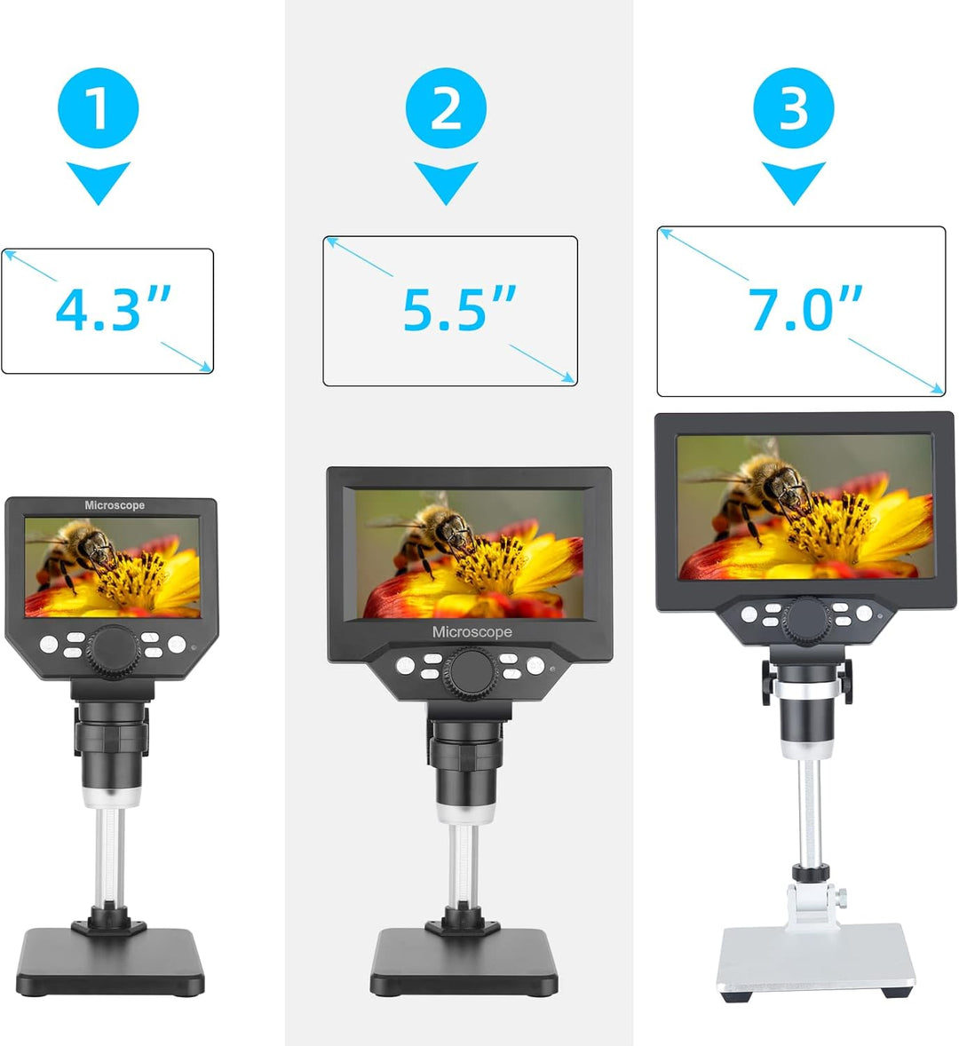 LCD Digital USB Mikroskop, Koolertron 5,5 Zoll 1080P 8 Megapixel 1000X HD Vergrösserung Zoom Drahtlo