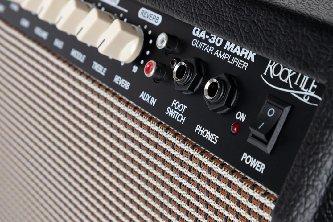 Rocktile GA-30 Mark Gitarrenverstärker (30 Watt Gitarrencombo, 2 Kanäle (Clean/Drive), 8" Speaker, m
