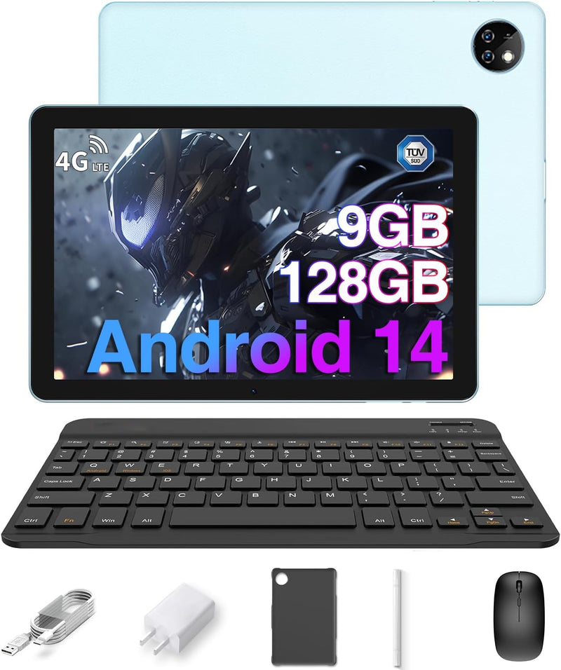 DOOGEE T10W Tablet 10 Zoll, Android 14 Tablet mit Tastatur, 9 GB RAM+128 GB ROM/1 TB Erweiterung, HD