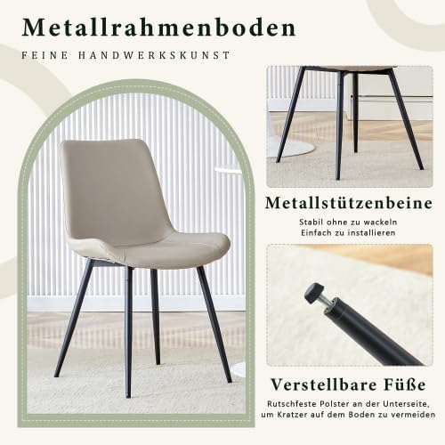 Esszimmerstühle 4er Set Kunstleder – Polsterstuhl mit breiter Sitzfläche & Rückenlehne, ergonomisch,