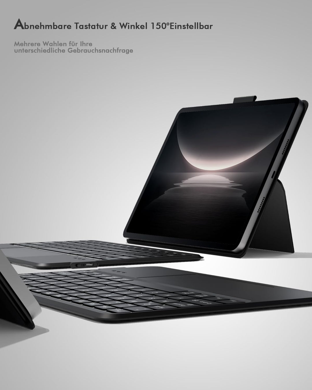 Doohoeek Tablet Tastatur Hülle für 9-11 Zoll, Abnehmbare Beleuchtete Bluetooth Tastatur mit Touchpad