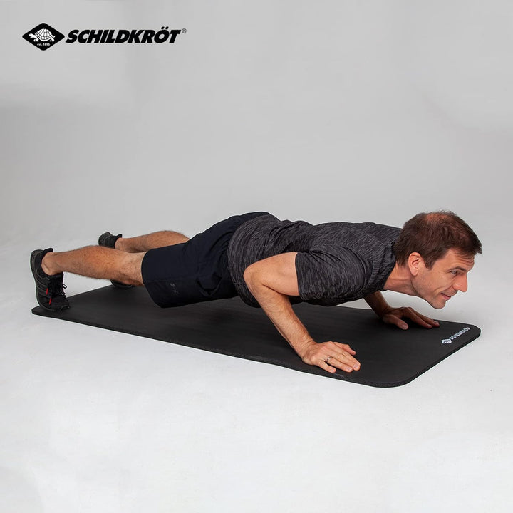 Schildkröt Fitnessmatte, 15 mm, rutschfeste Gymnastikmatte, mit Tragegurt, 183 x 61 x 1,5 cm Schwarz