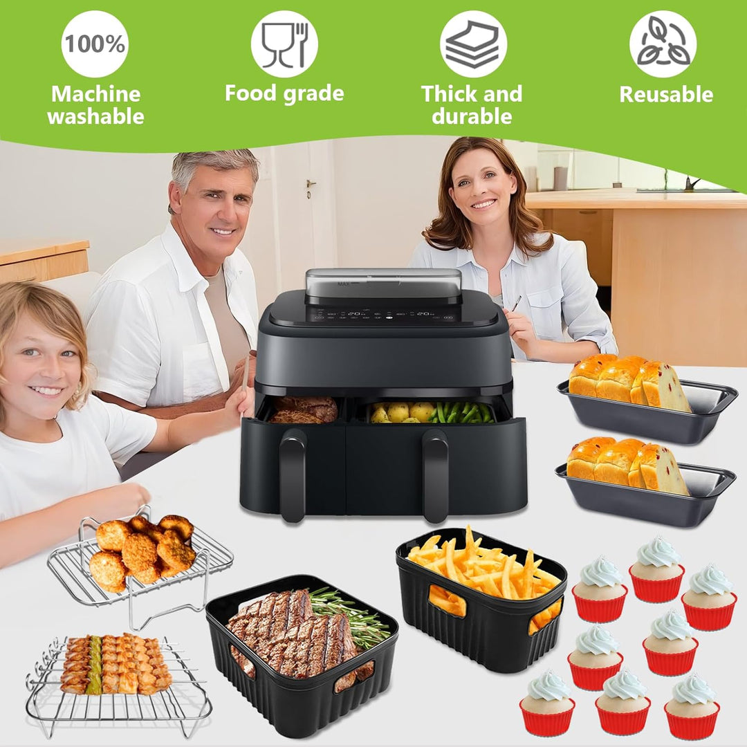 Airfryer Zubehör für Philips Dual Basket 3000/5000-serie 6L/3L, Tefal Dual Easy Fry 5,2/3,1 L EY9018