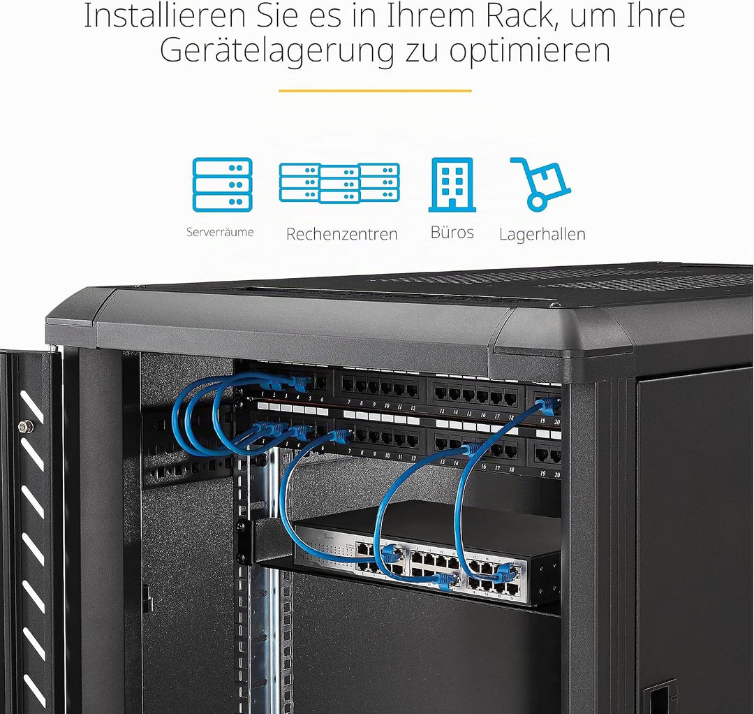 StarTech.com 1HE Fachboden - 19 Zoll Rack Boden - Computer-Rack - Serverschrank Fachboden 17,7 cm Ti