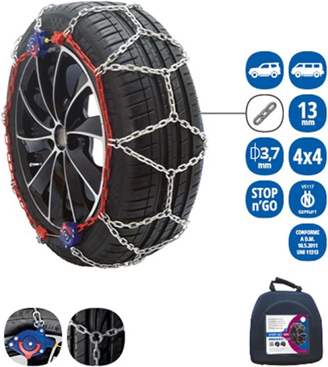 Veriga SG13-220 STOP&amp;GO SUV 13mm Schneeketten Satz (1 Paar= 2 Stück) automatische Spannung für SUV &amp;
