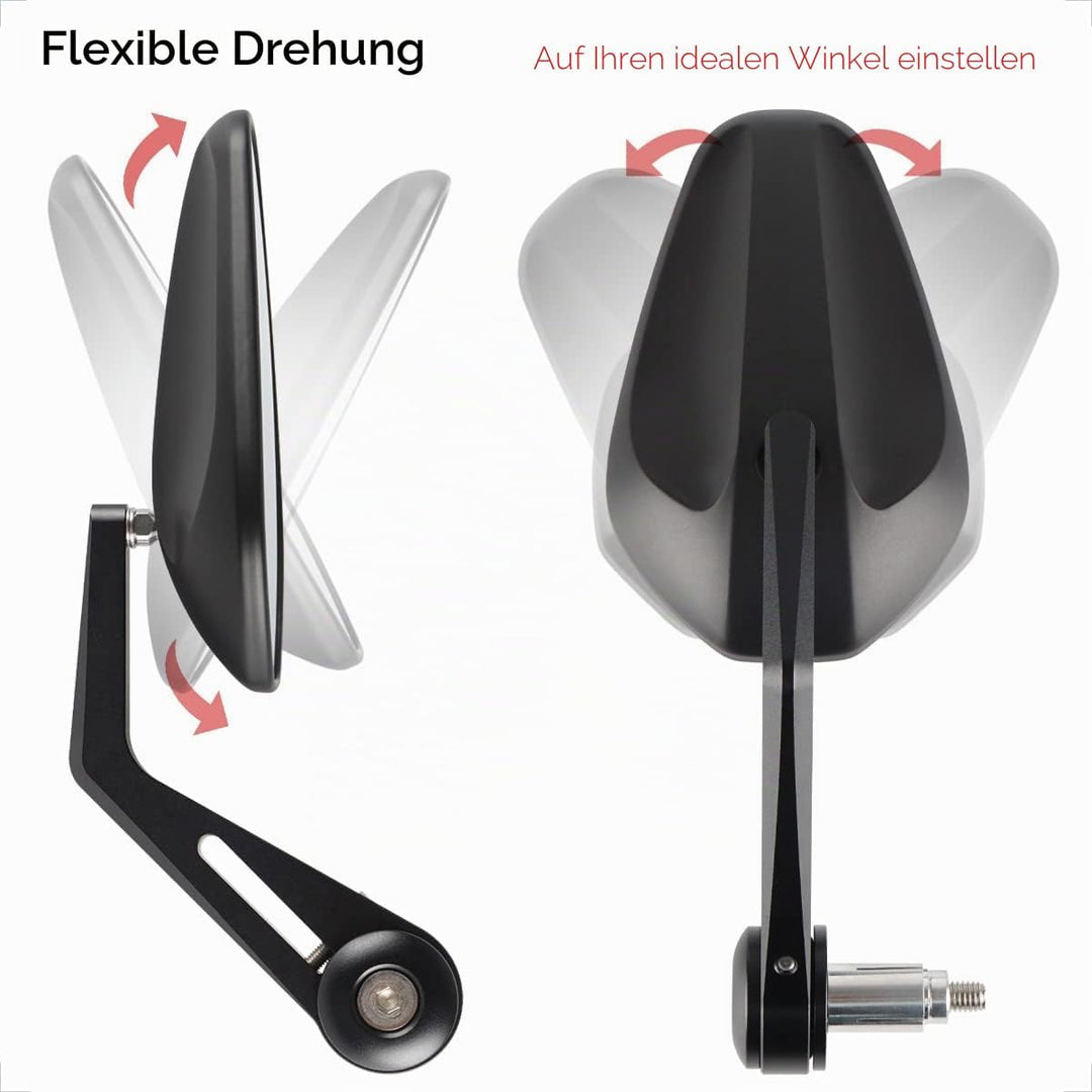 Evermotor Universal E9 CNC Aluminium Lenkerendenspiegel Motorrad Rückspiegel Spiegel Set E-geprüft