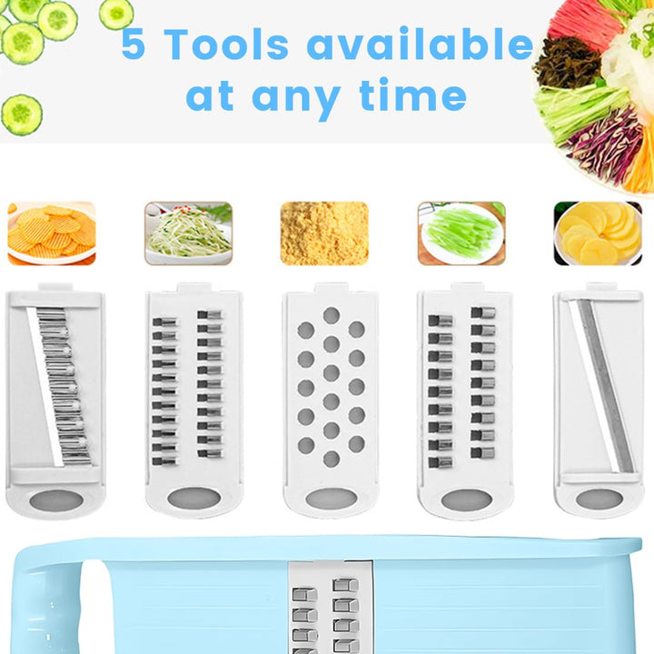 5 in 1 Mandoline Gemüsehobel Gemüsereibe Inklusive Handschutz, Gemüseschneider, Gurkenhobel Dünne Sc
