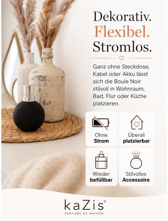 KAZIS I Katalytische Lampe I matt schwarz & Silber I Mit Brenner, Krone, Trichter & Löschkappe I