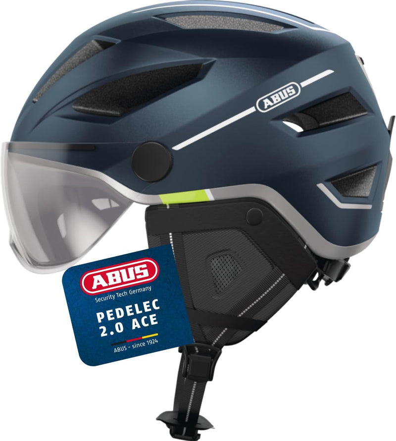 ABUS Stadthelm Pedelec 2.0 ACE - Fahrradhelm mit Rücklicht, Visier, Regenhaube, Ohrenschutz - für Da